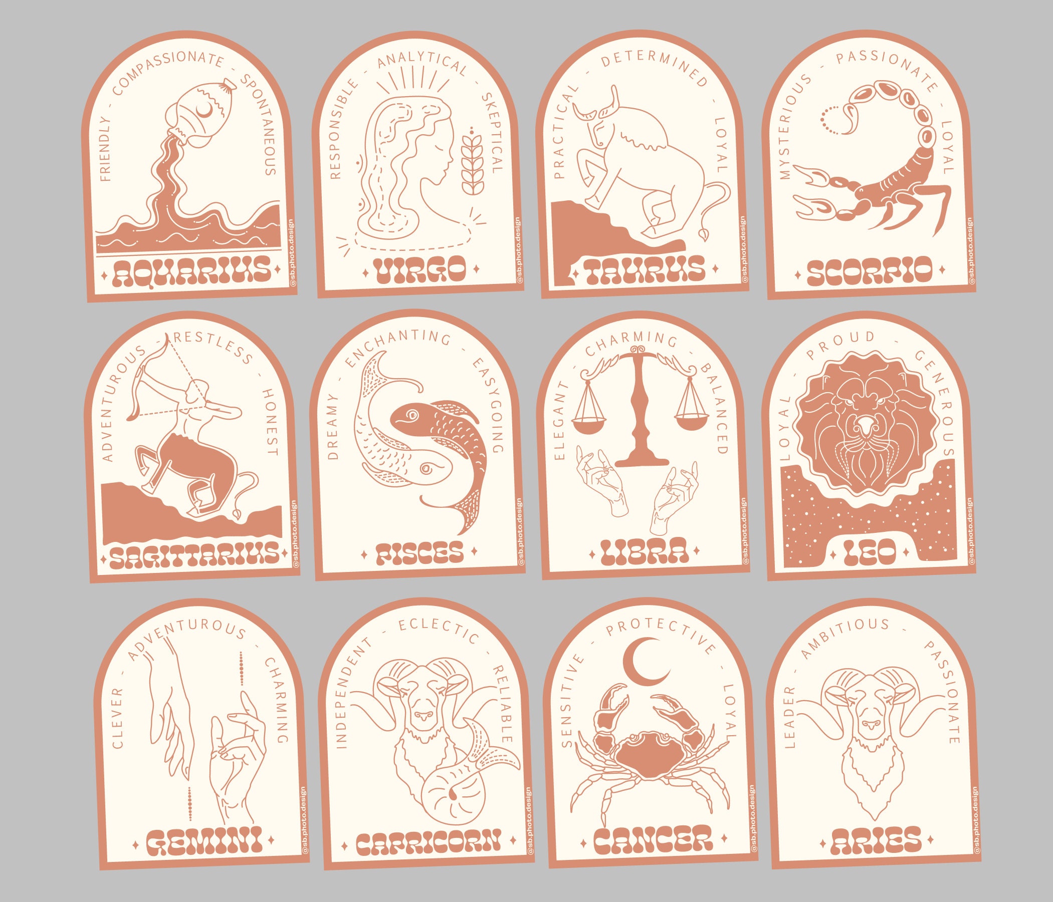 Zodiac Sign Vinyl Waterproof Sticker | Laptop Sticker | Water bottle …