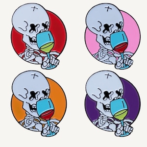 Skull Wine Enamel Lapel Pin | Wine Memes Gift