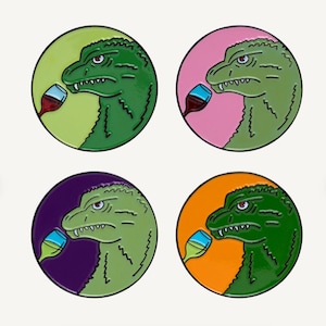 WineZilla Dinosaur Wine Enamel Lapel Pin | Wine Memes Gift