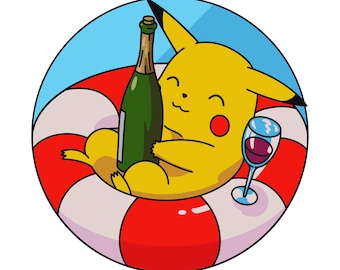 Wine-achu Poolside Refrigerator Magnet