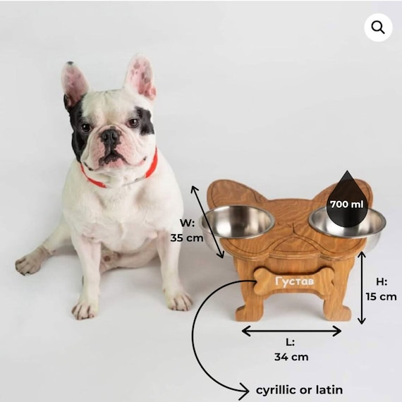 French Bulldog Feeder Dog Bowls Elevated Bowl Stand Wood Dog Feeder Raised Feeding Dish Natural Wood Pet Feeding Station Frenchie Gift Etsy UK