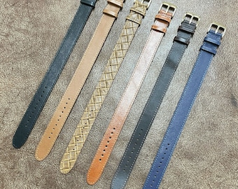 Size 18/20mm Cow Leather Fixed Lug Trench Army Watch Wrist Strap Band #153