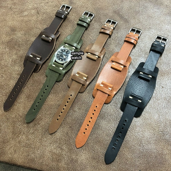 サイズ 18/20/22 mm ヴィンテージ ルック ハンドメイド ハンドクラフト バンドスタイル レザー ウォッチ ストラップ バンド #135A