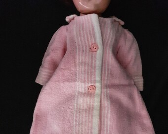 Vintage/Antique 18" Doll Clothes from 1940's Anne Shirley Effanbee Doll, Pink and White Housecoat/Robe