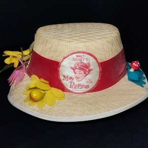 Vintage 1964 Mary Poppins Child&#39;s Straw Hat Souvenir from Disneyland