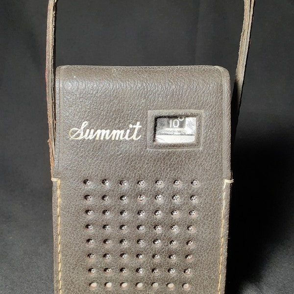 Vintage Summit 9 Transistor Radio With Cowhide Carrier, Untested - Needs Battery