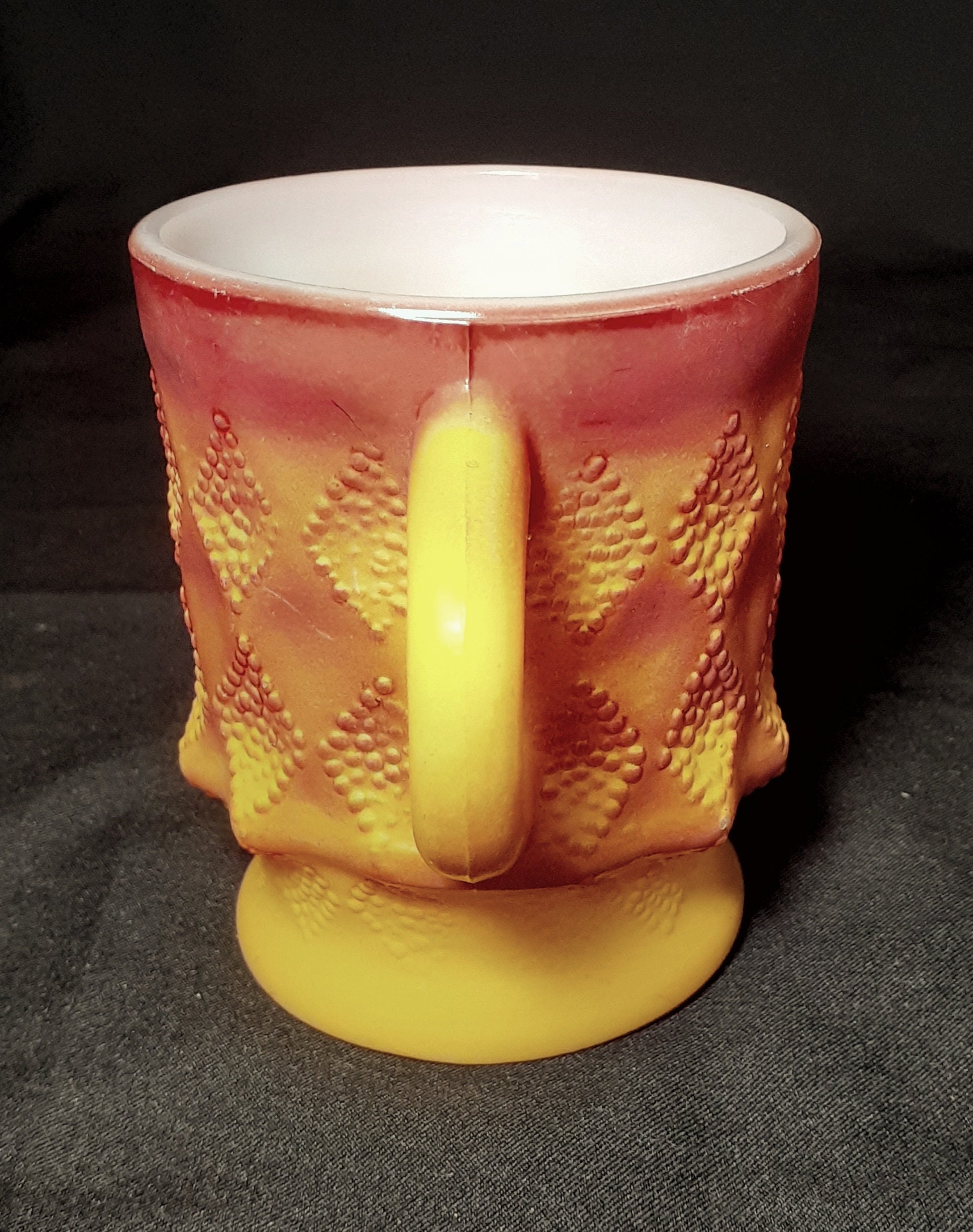 Vintage Fire King Orange Diamond 8 Oz. Glass Mug Etsy