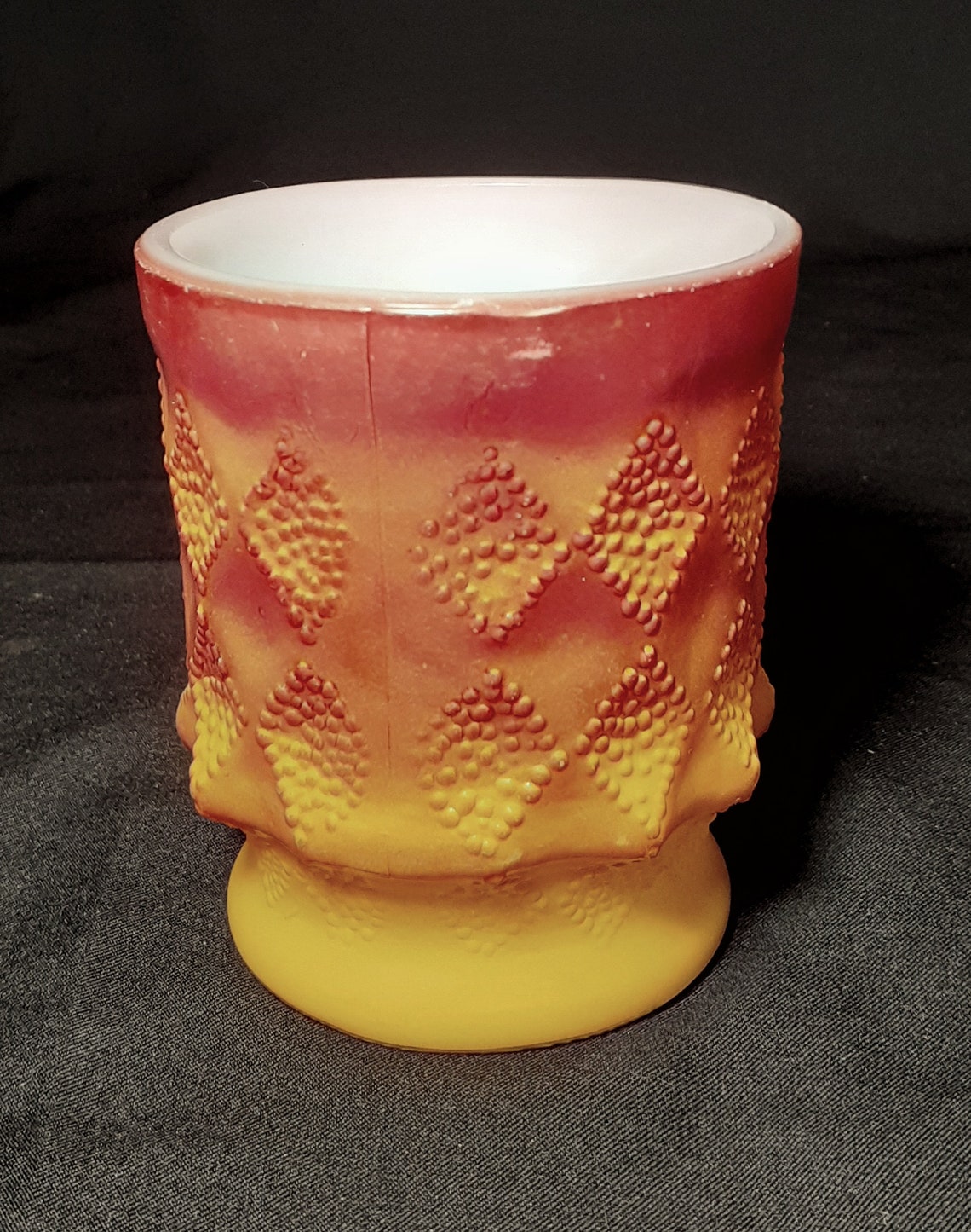 Vintage Fire King Orange Diamond 8 Oz. Glass Mug Etsy