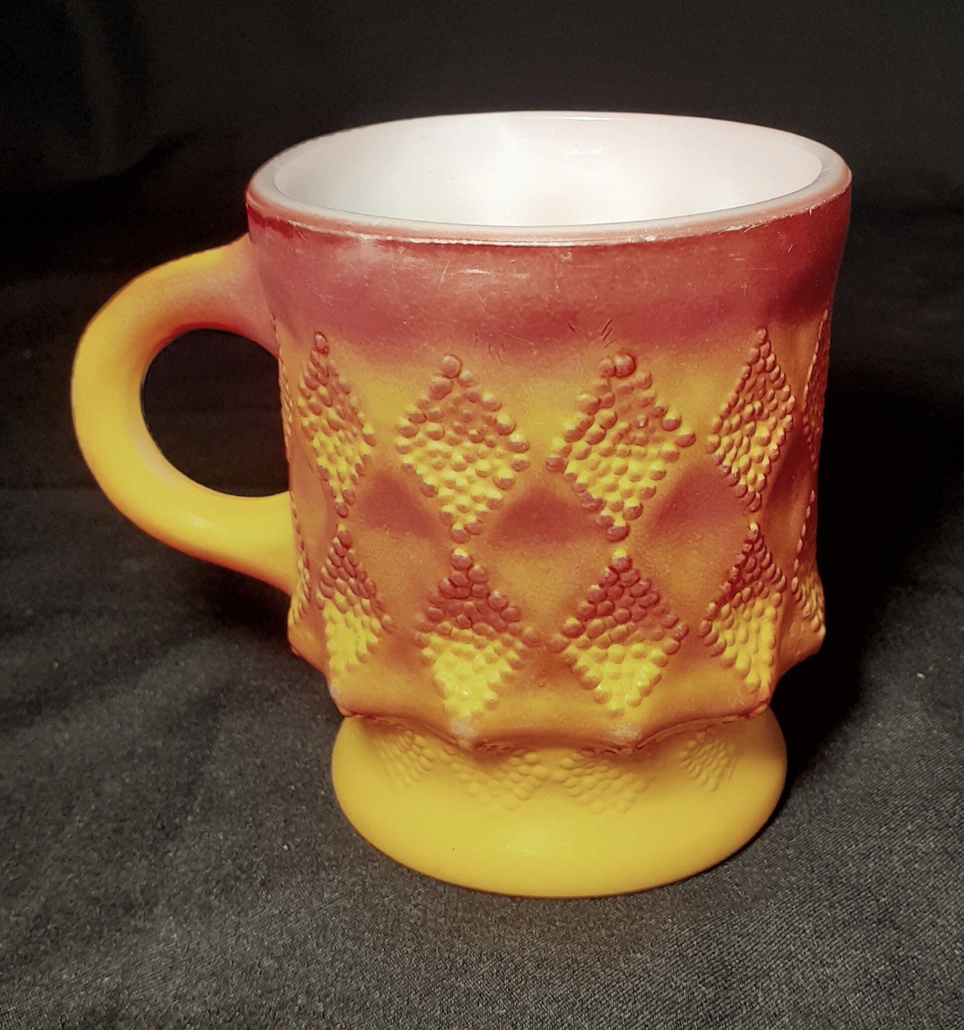 Vintage Fire King Orange Diamond 8 Oz. Glass Mug Etsy