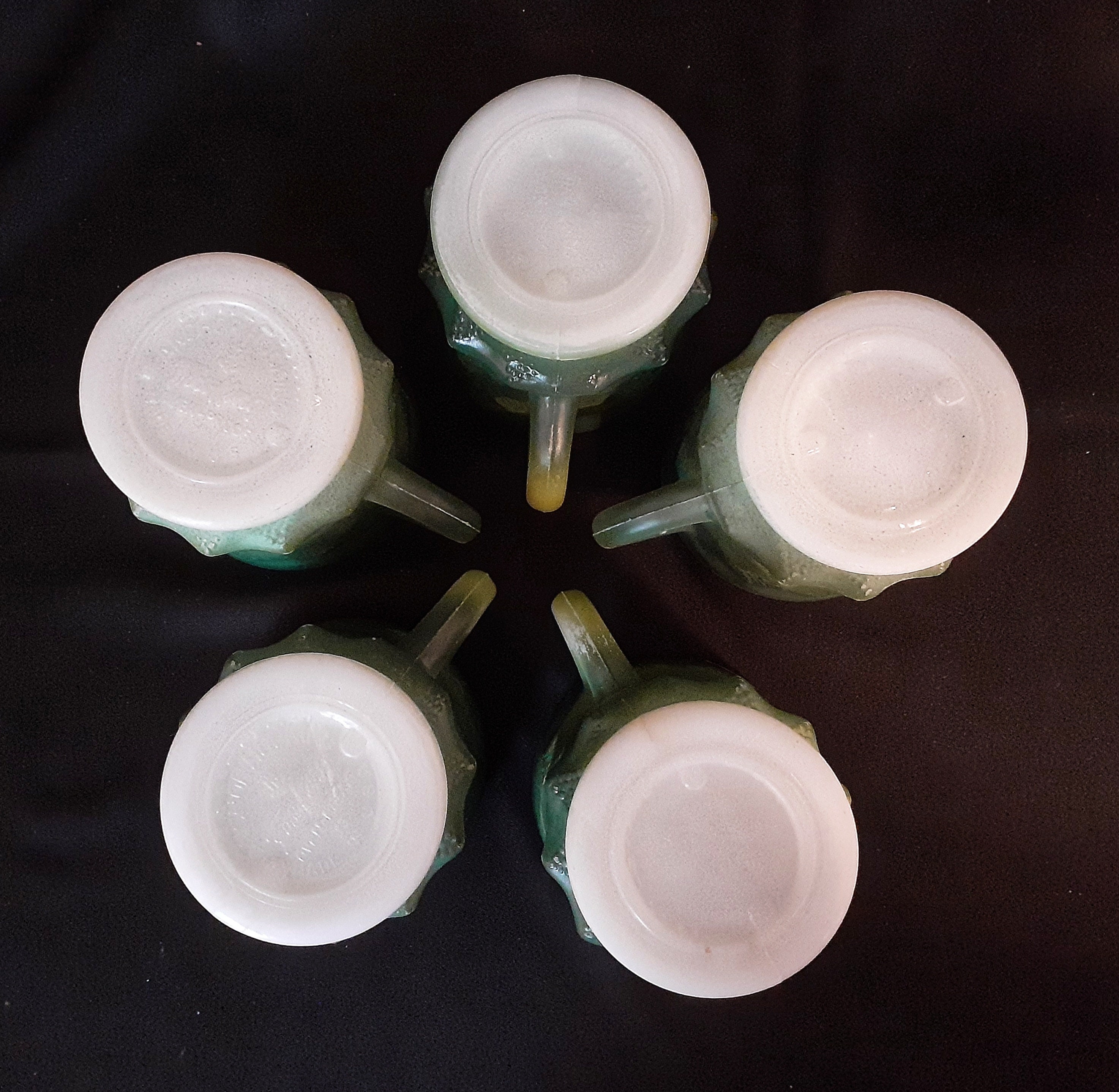 Vintage Set of 5 Green Diamond Fire King Mugs/coffee Cups | Etsy