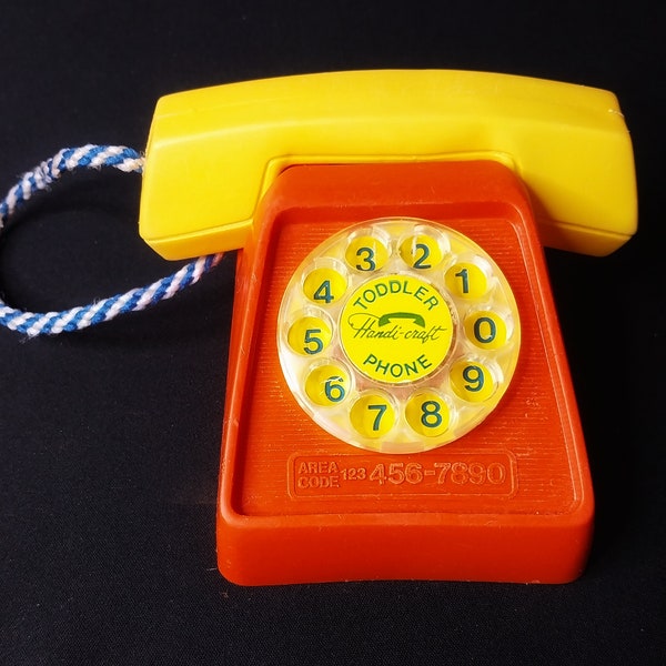 Vintage Plastic Handi-Craft Red and Yellow Toy Toddler Phone
