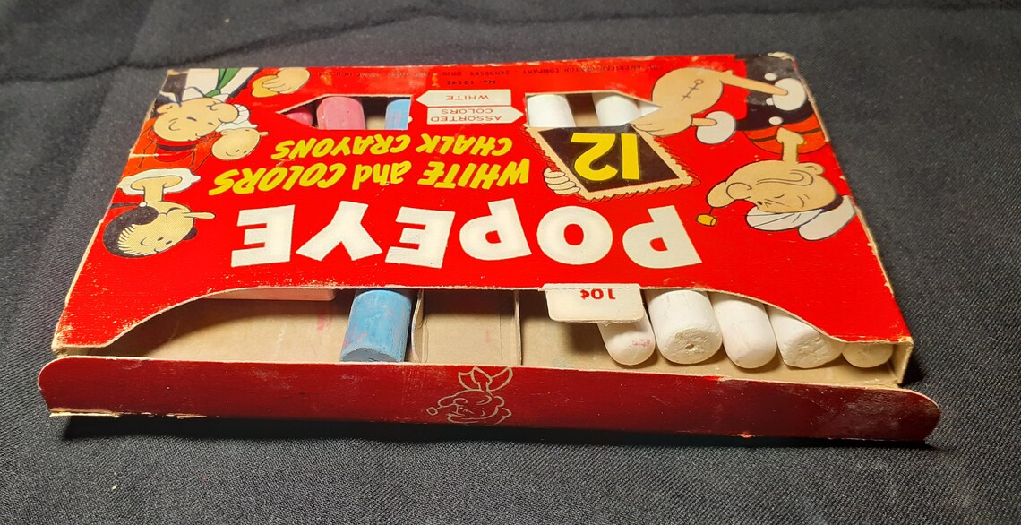Vintage Popeye 12 White and Colors Chalk Box Etsy