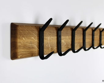 Coat rack made of oak wood, wall coat rack, wall rack, coat hook