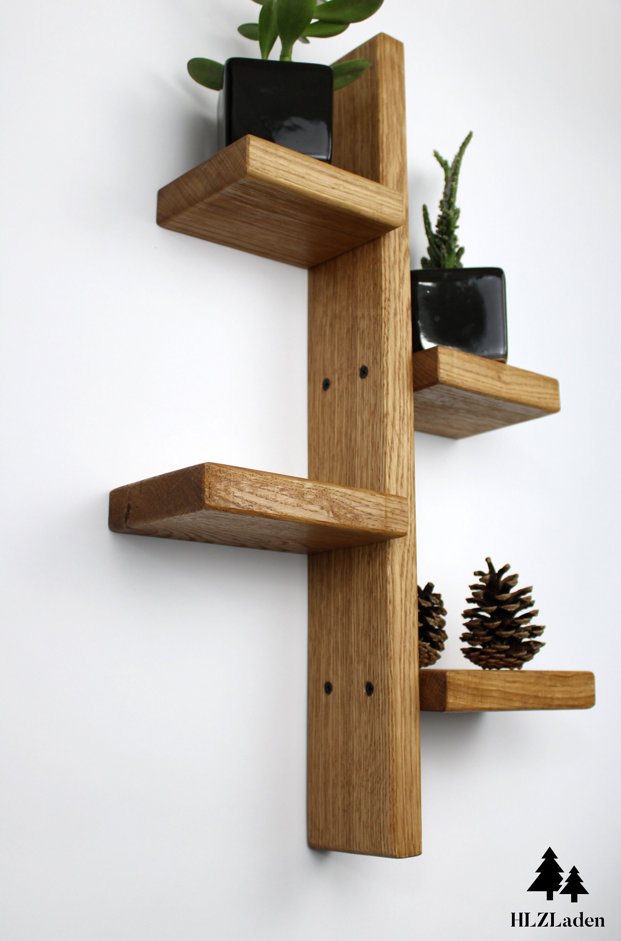 NEU: Regal Schwebend Baumregal aus Eichenholz Wandregal | Etsy