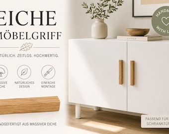Solid oak furniture handle | Handcrafted cabinet handle | Fits IKEA cabinets | Wooden kitchen handle | Made in Germany