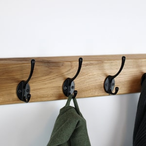 Wall coat rack with black gooseneck hooks image 4