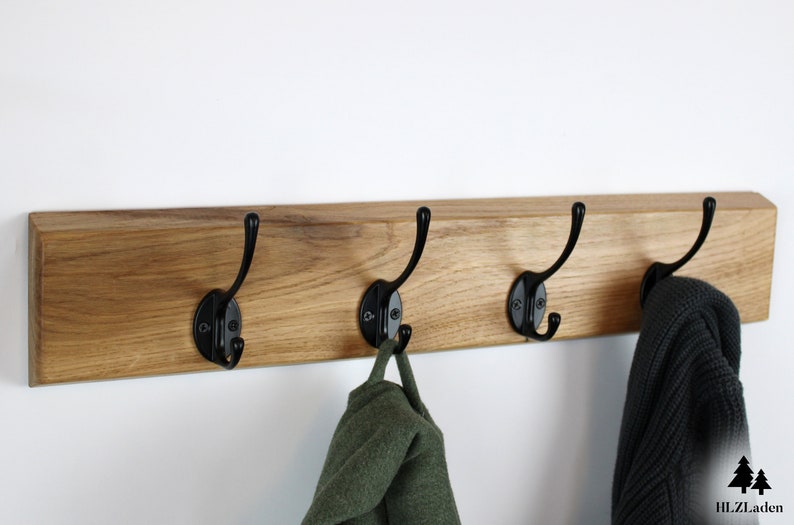Wall coat rack with black gooseneck hooks image 4