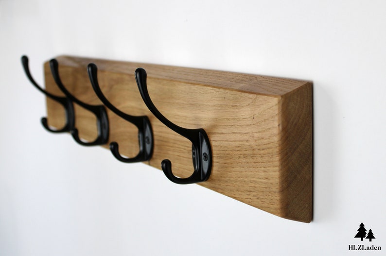 Wall coat rack with black gooseneck hooks image 6