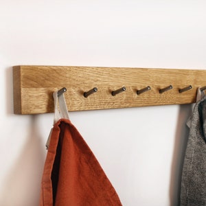 Versatile wooden coat rack, elegant hook rack & wall hooks | Towel holder