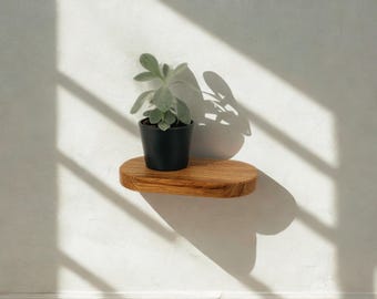 OVALO zwevende plank, wandplantenhouder, hangende bloemenmand, eikenhouten plank