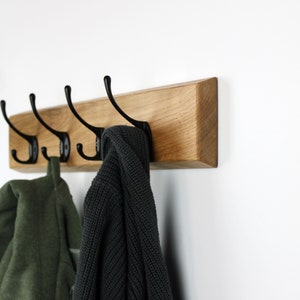 Wall coat rack with black gooseneck hooks image 2
