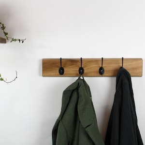 Wall coat rack with black gooseneck hooks image 3