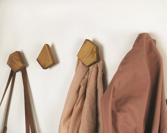 Wooden wall hooks made from recycled oak for stylish organization
