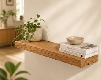 Wall shelf made of solid oak wood – Stylish shelf for any room – Floating