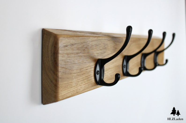 Wall coat rack with black gooseneck hooks image 5