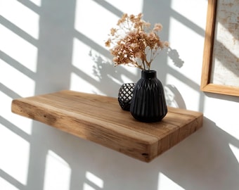 Solid wood shelf with live edge, sustainable wooden shelf, custom-made shelf