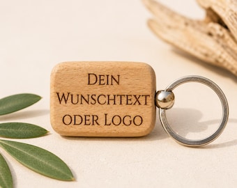 Personalized wooden keychain with custom engraving | Engraved logo or text | Unique gift
