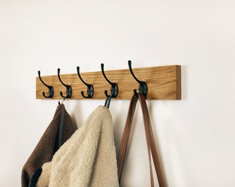 Wall coat rack with black gooseneck hooks *NEW*