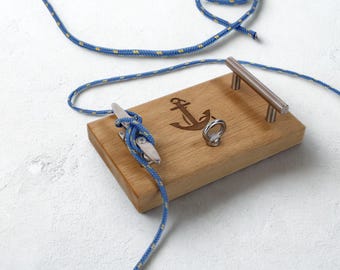 Knot board for boat license (SBF) | Solid oak, handcrafted | Knot learning practice board for sailors | Gift for recreational boat license