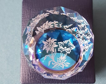 Small Lead Crystal Paperweight- White  flower on the base- In original box