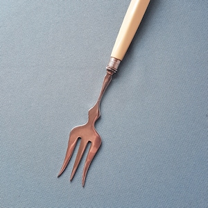 Vintage Silver plated Bread /Serving fork - Faux bone handle- Early 20thC Cutlery-21cms /8.5&quot; long