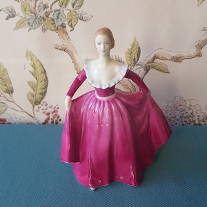 Vintage Coalport  Figurine  in  Bone China - &quot;Joanne&quot; in a Period Costume- Modelled and painted by hand-Made in England - 13.5cms tall