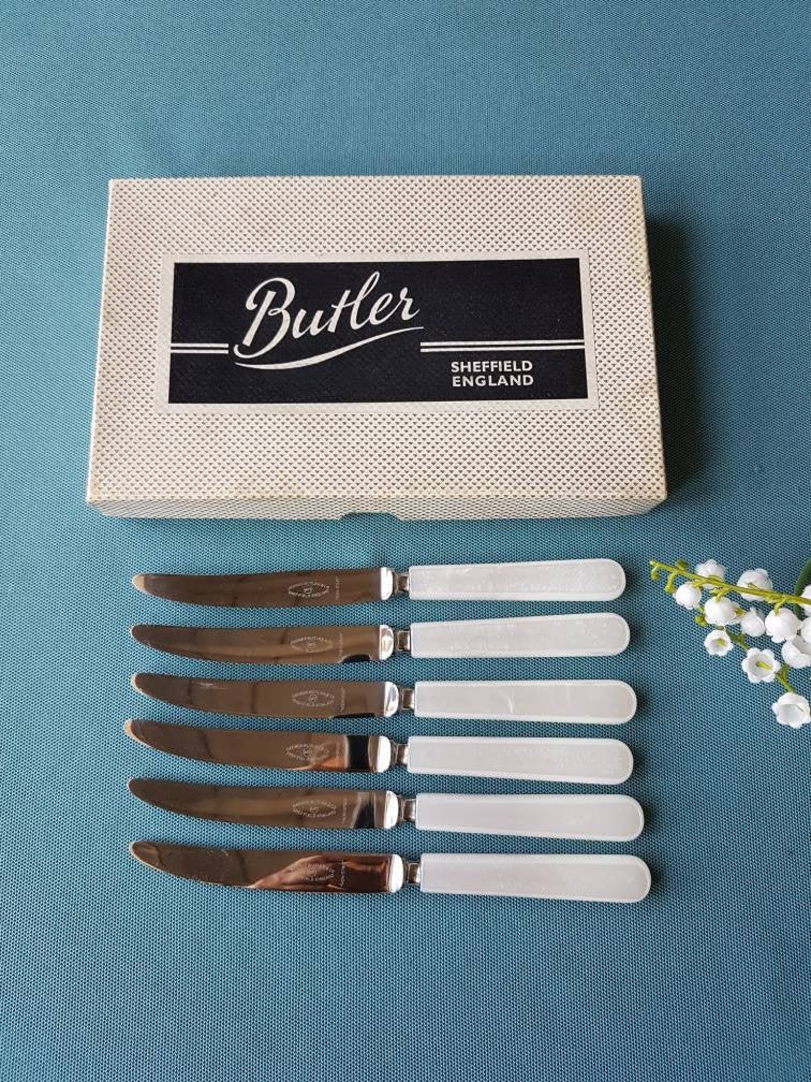 Set of six vintage Sheffield tea knives original box Made Etsy