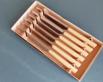 Vintage Walker & Hall Cutlery Set – Stainless Steel, Faux Bone Handles, Boxed