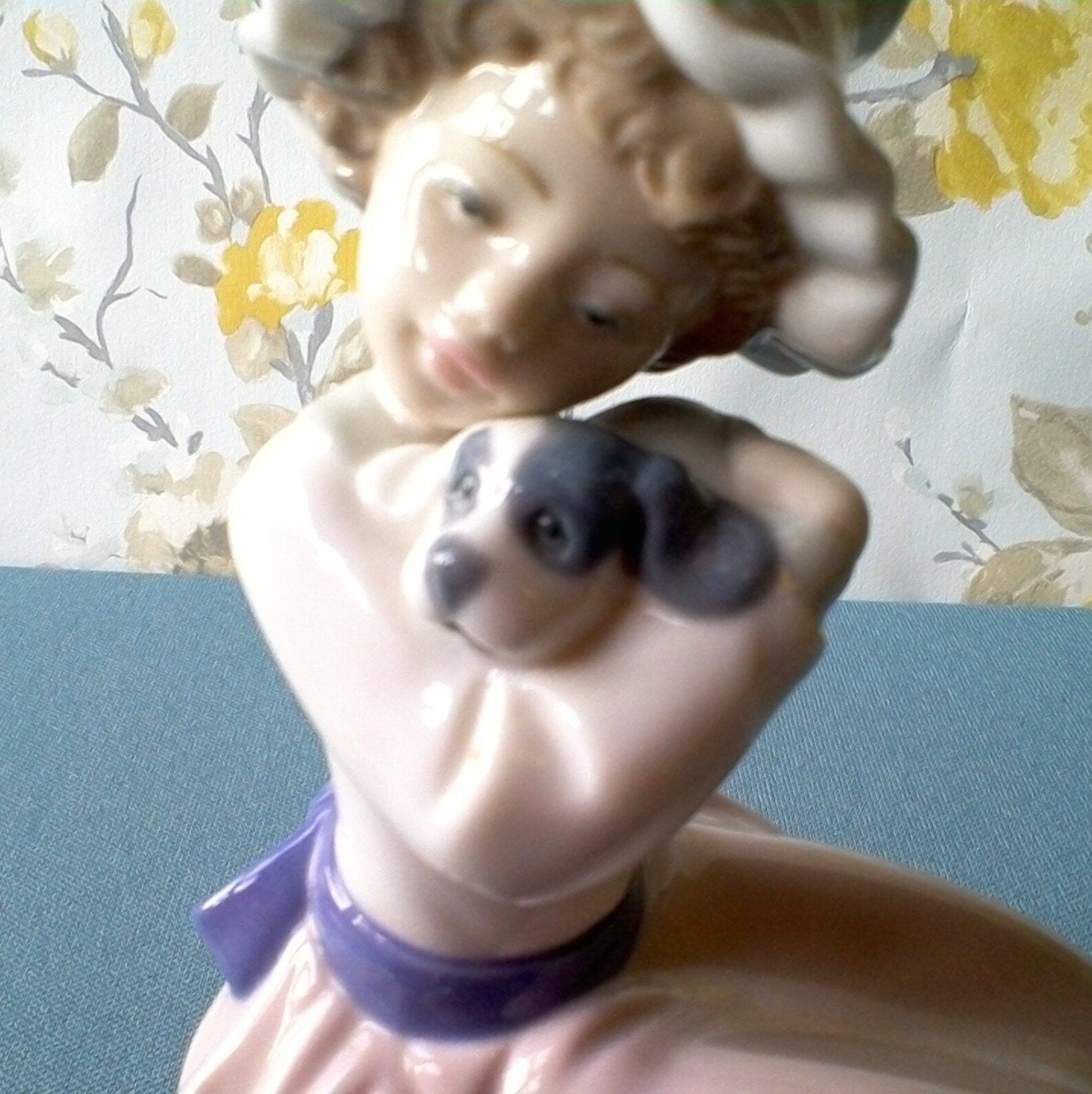 Vintage Nao figurine Seated girl with puppy 1987 Hand made Etsy