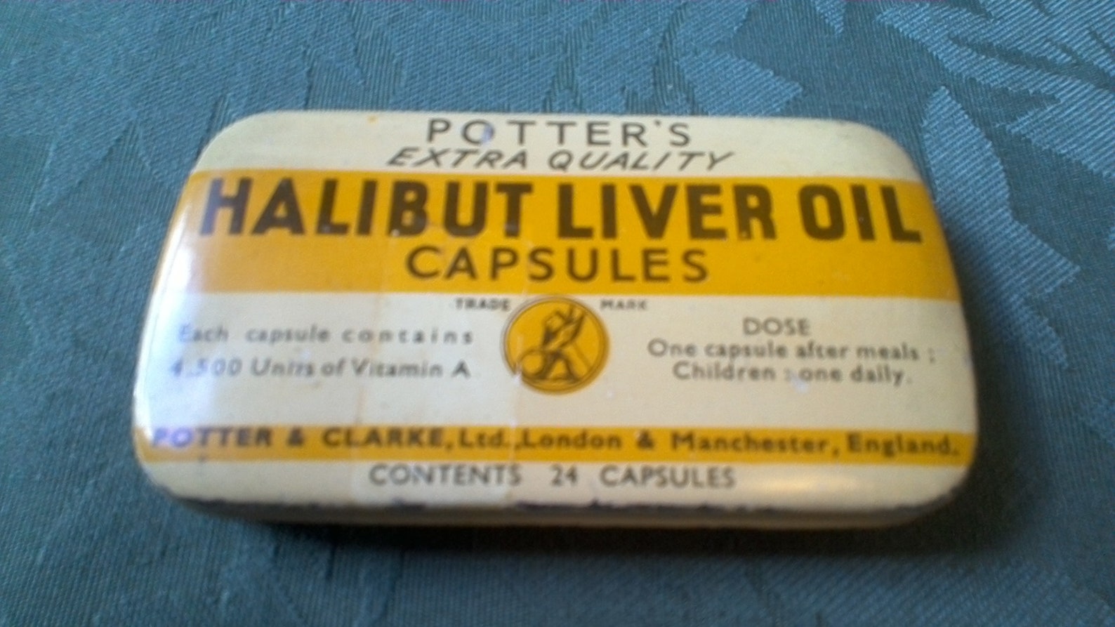 Vintage TinPotter's Halibut Liver Oil capsules tin&.5 Etsy