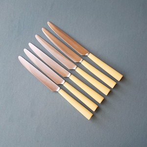 Vintage Good Quality Sheffield Dinner Cutlery- Set of Six -Art deco Design-Walker & Hall-Faux bone handle-Original box -21.5cms long