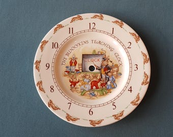 Vintage Bunnykins Teaching Clock Plate – Royal Doulton Bone China