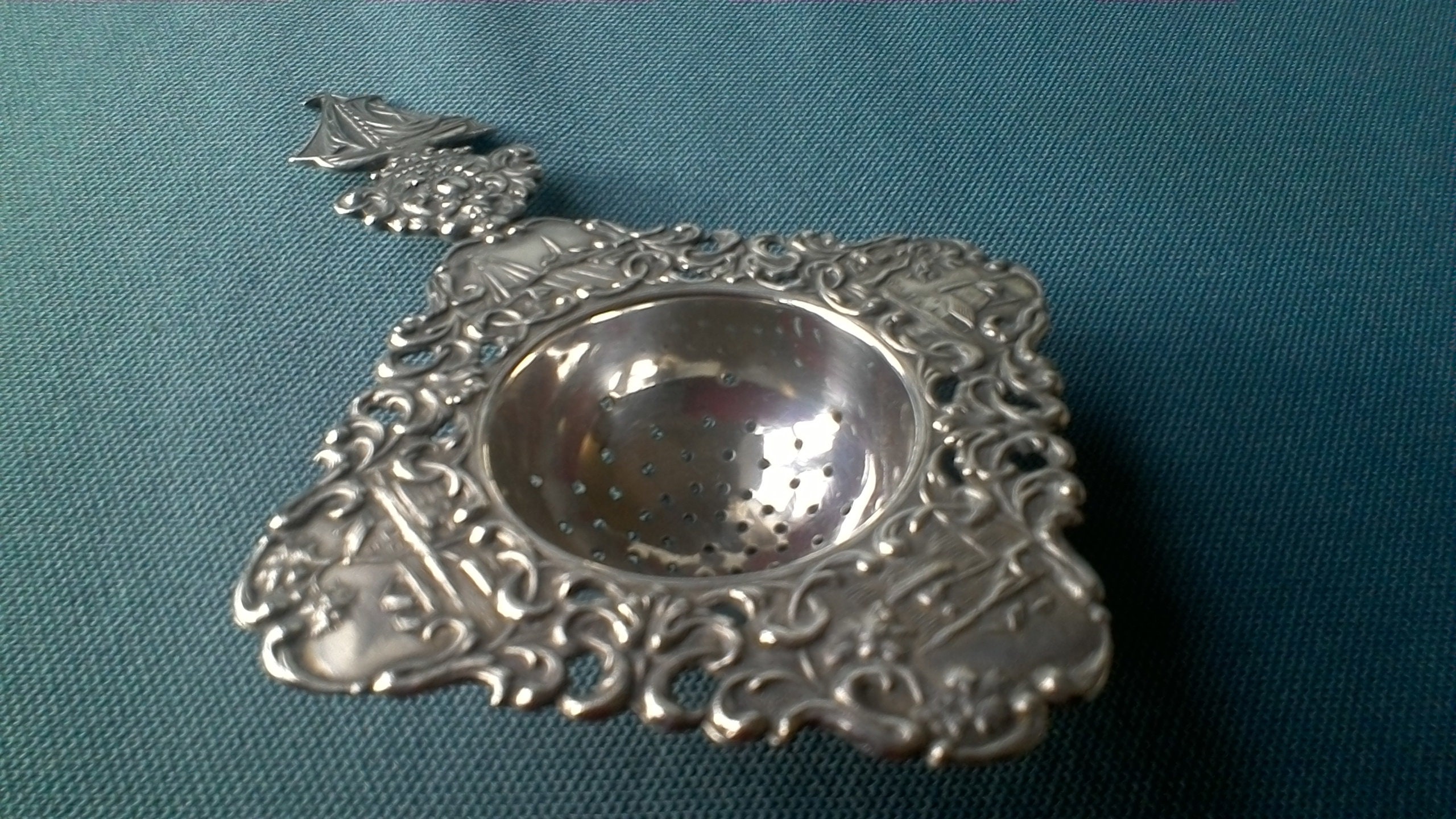 Antique Dutch Silver tea strainer Herman Hooijkaas scenes of Etsy