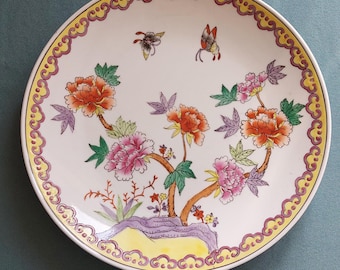 Vintage Chinese Famille Rose Style Design -Hand painted over transfer- 26cms diameter