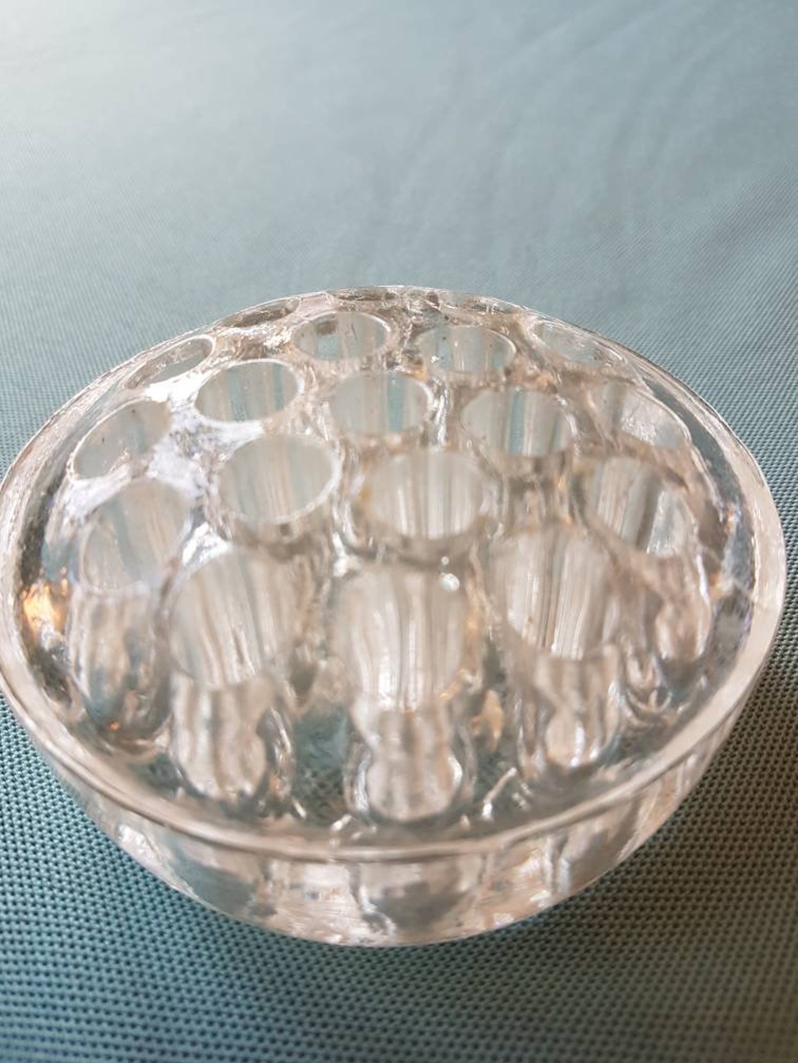Vintage Glass Insert for Vases Heavy Clear Glass 19 Holes Etsy