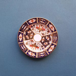 Vintage Royal Crown Derby Imari pattern Small Plate- Hand painted - English Bone China- Gold detailing-Pattern 2451- 12.5cms/5&quot; diameter.