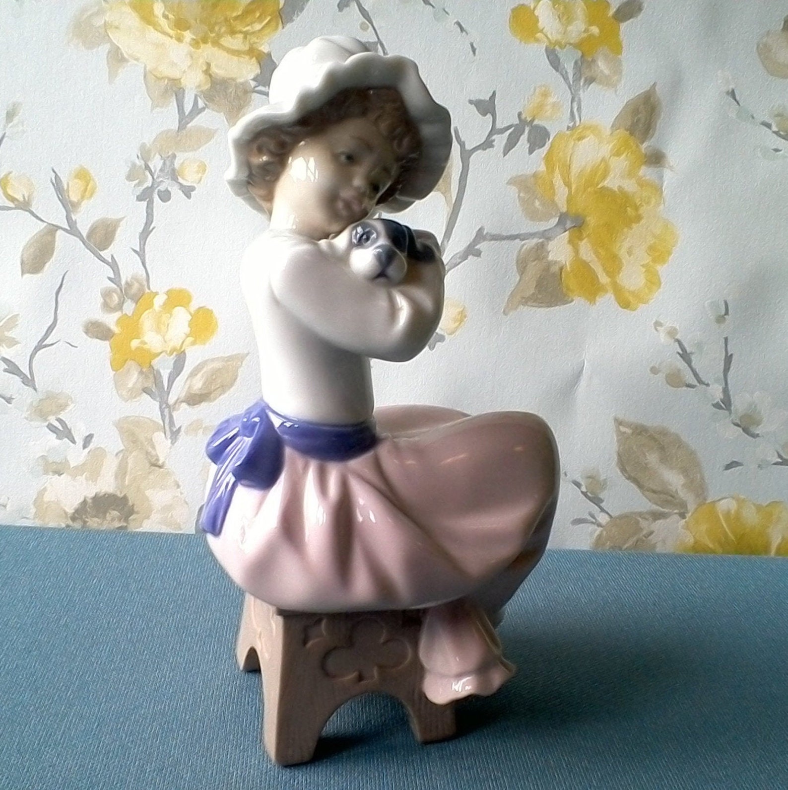 Vintage Nao Figurine seated Girl With Puppy 1987 Hand Made Etsy