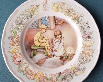 Vintage Royal Worcester Peter Pan plate - Peter&#39;s Shadow -English Fine Bone china - Mabel Lucie Atwell design- Peter Pan Collection- 21cms