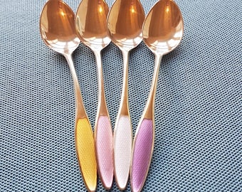 Frigast Denmark Sterling Silver Enamel Demitasse Spoons - Set of 6