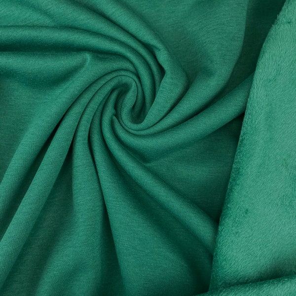 Jogging Alpen fleece knit fabric with fluffy backside | Dark green | Sold by half meter